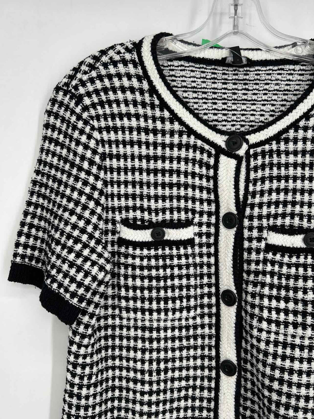 Talbots Size S Black & White Knit Short Sleeve