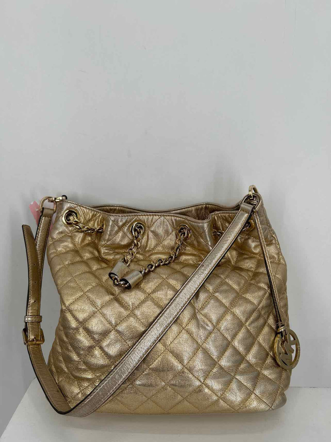 Michael Kors Gold Quilted Leather Pre Owned Tote