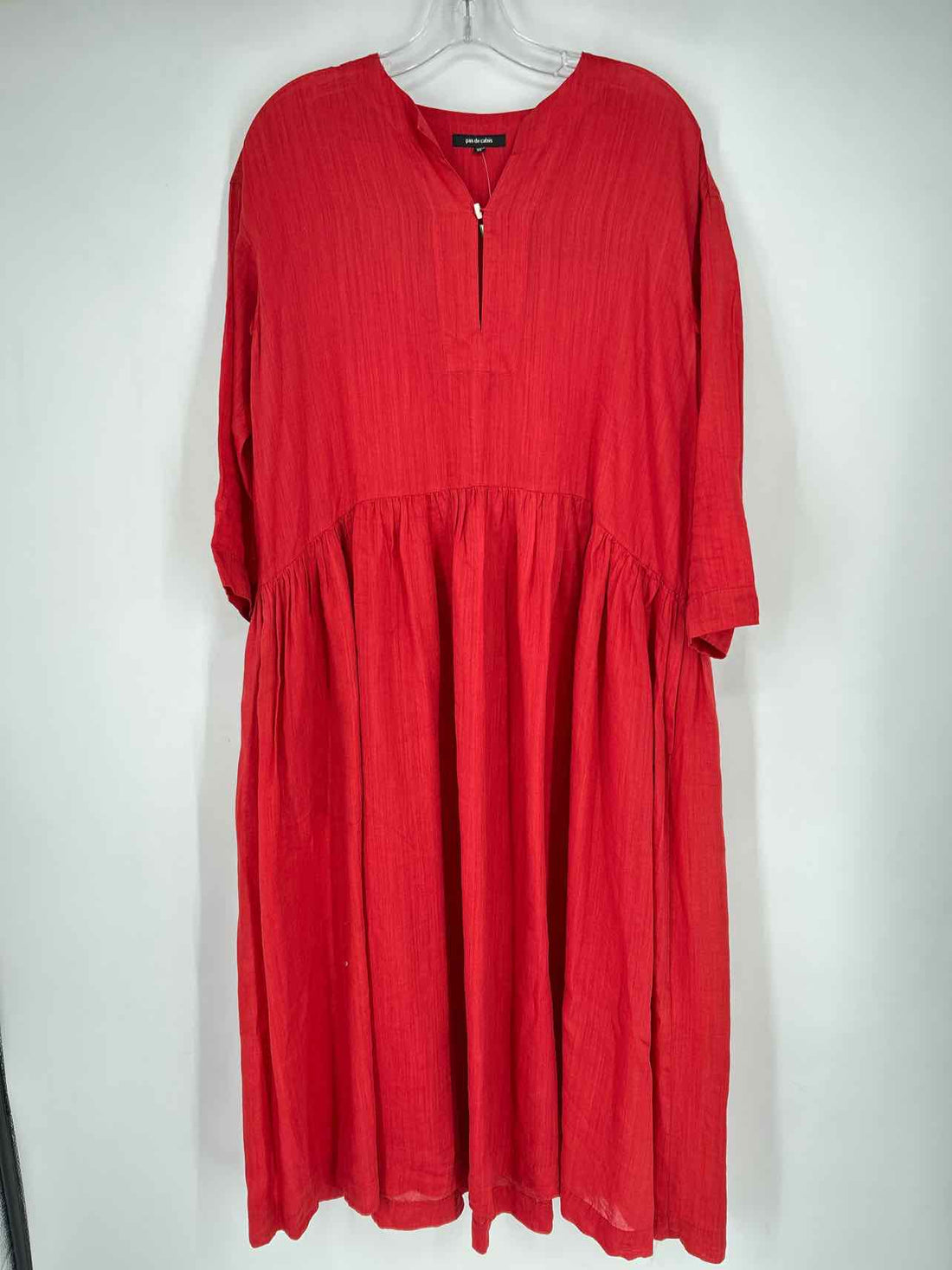 Pas De Calais Size 34/S Red Linen/Tencel Long Sleeve Dress