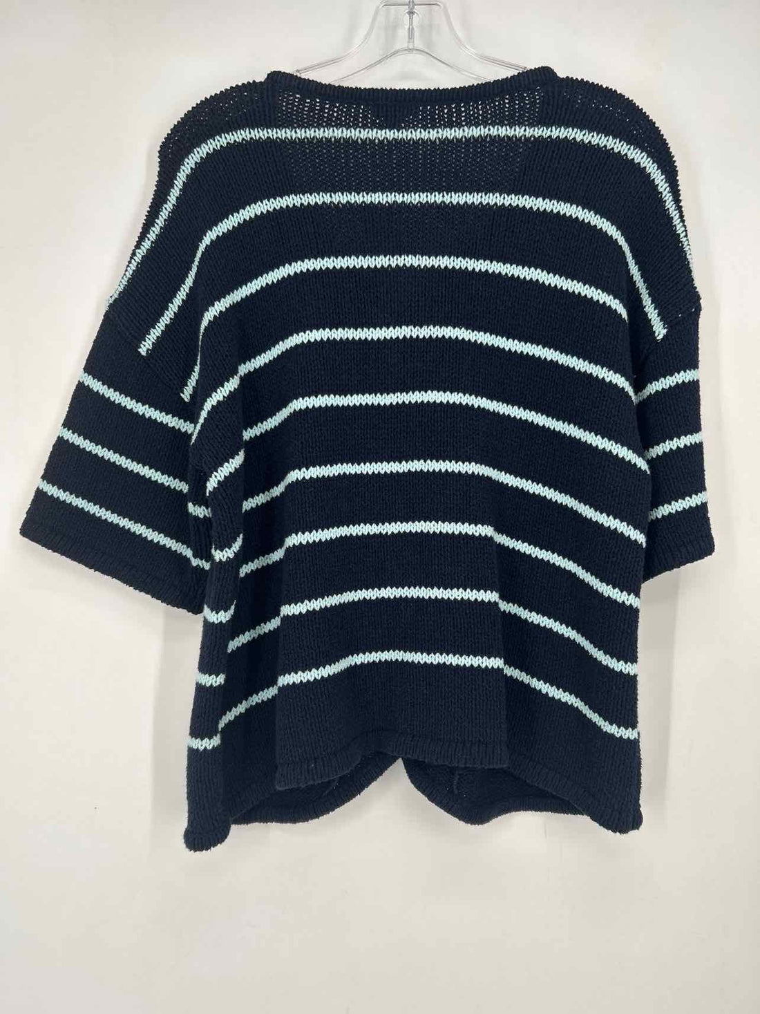 Talbots Size L Navy & aqua striped Short Sleeve