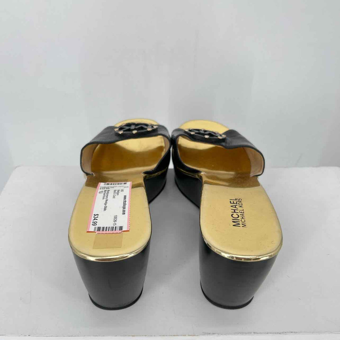 Michael Kors Women Size 10 Black & Gold Wedges