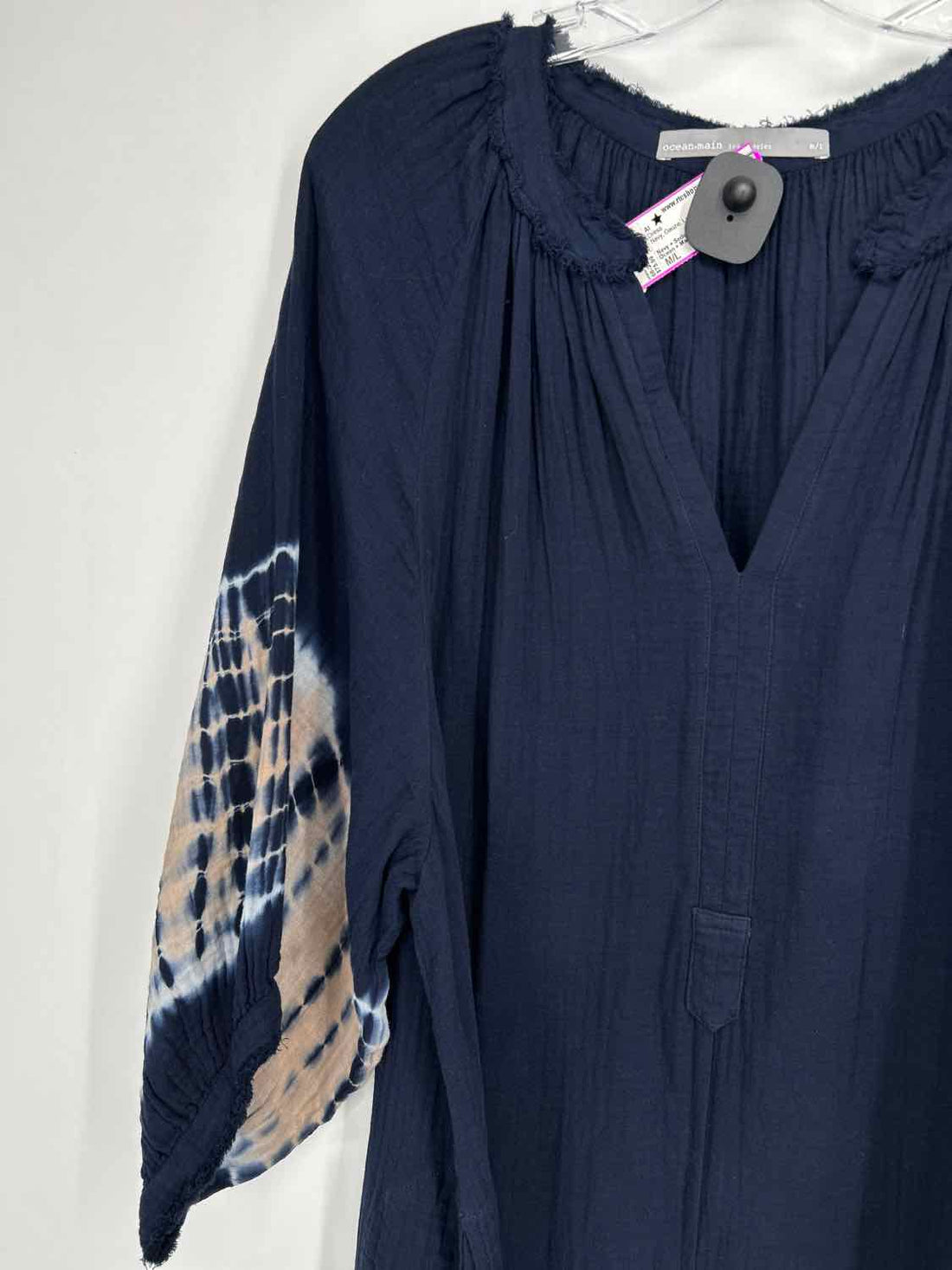 Ocean + Main Size M/L Navy Gauze Long Sleeve Dress