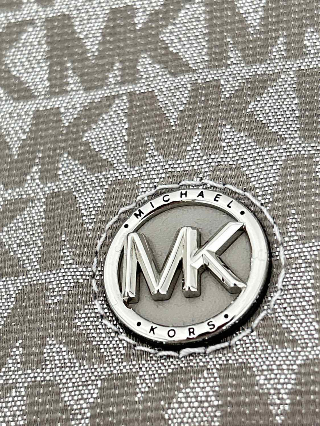 Michael Kors Silver Monogram Canvas Pre Owned Crossbody