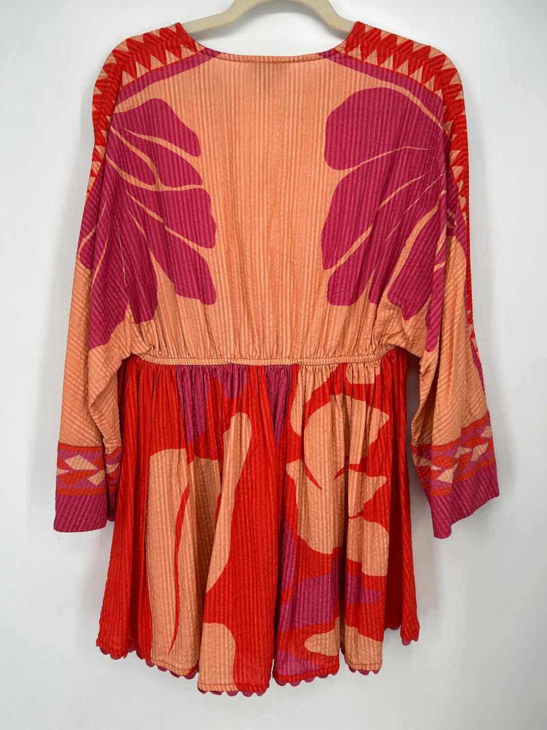 Conditions Apply Size OS Orange & Pink Print Long Sleeve Dress