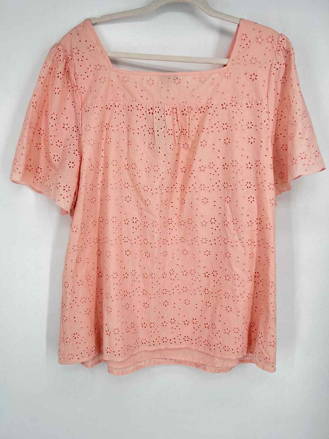 Talbots Size 2X Light Pink Eyelet Short Sleeve Top/Blouse