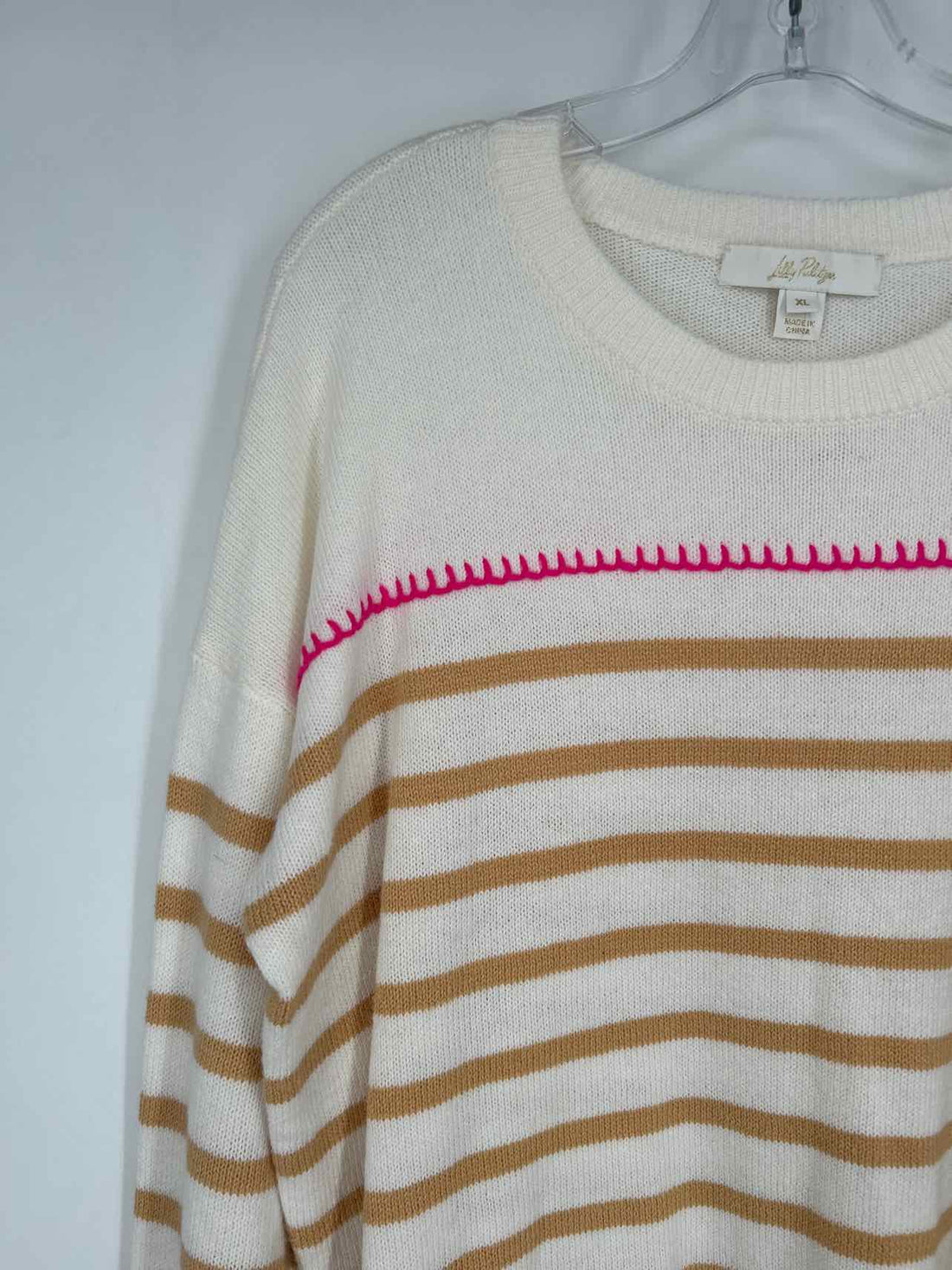 Lilly Pulitzer XL White & Tan Striped Lilly Pulitzer Sweater