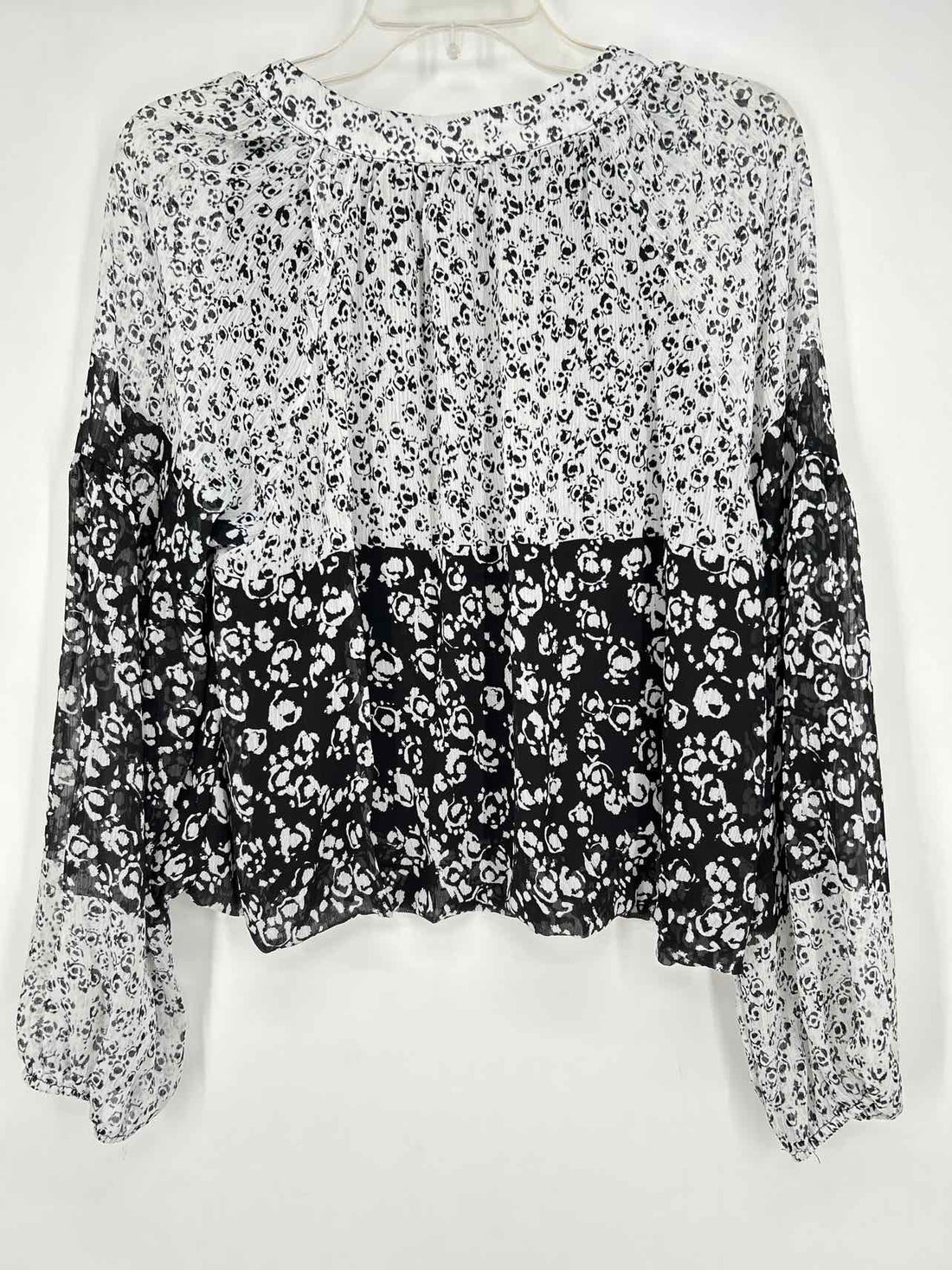 Joie Size L White & Black Print Long Sleeve