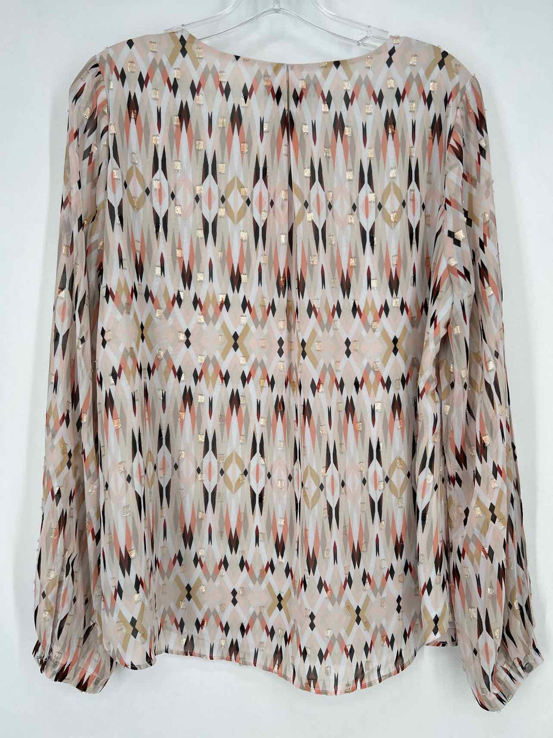 White House Black Market Size 12 White & gold print Long Sleeve