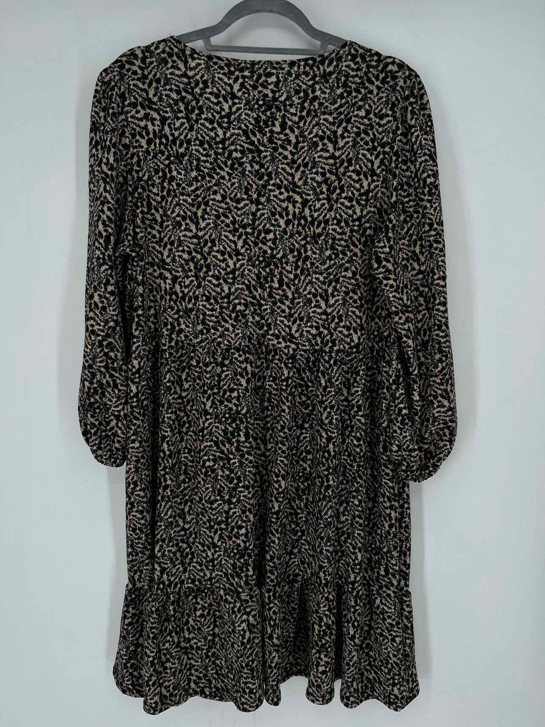 Sandra Darren Size XL Brown Print Long Sleeve Dress