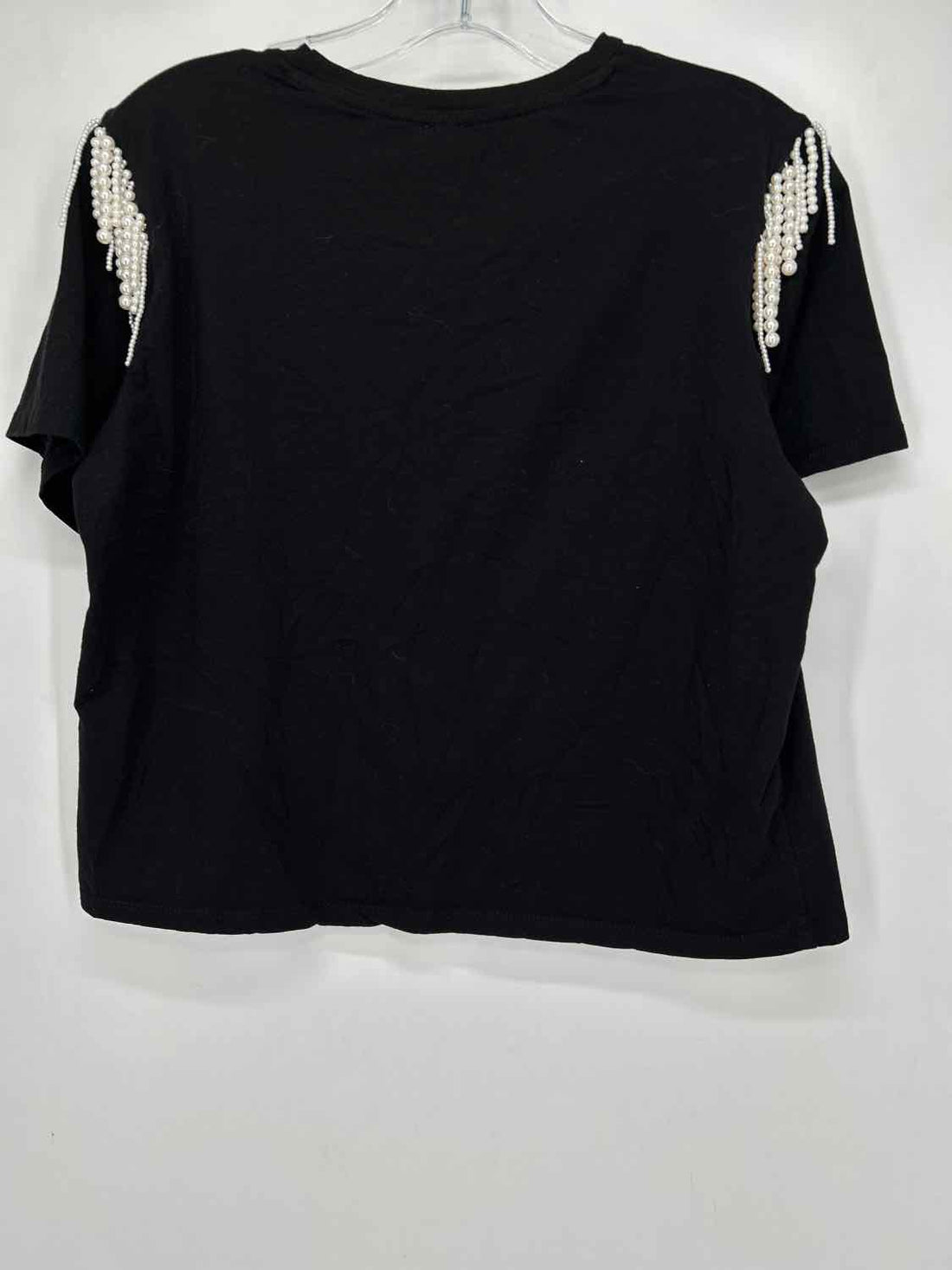Joie Size S Black Short Sleeve with Pearls on the Shoulder