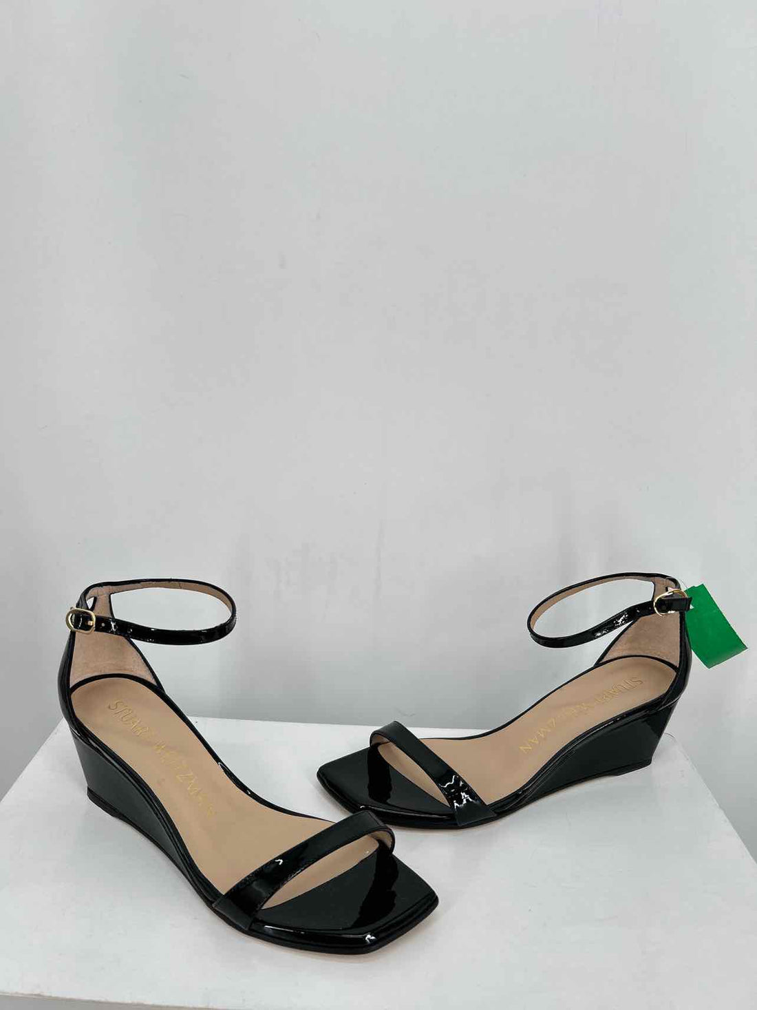 Stuart Weitzman Women Size 7 Black Patent Leather Wedges