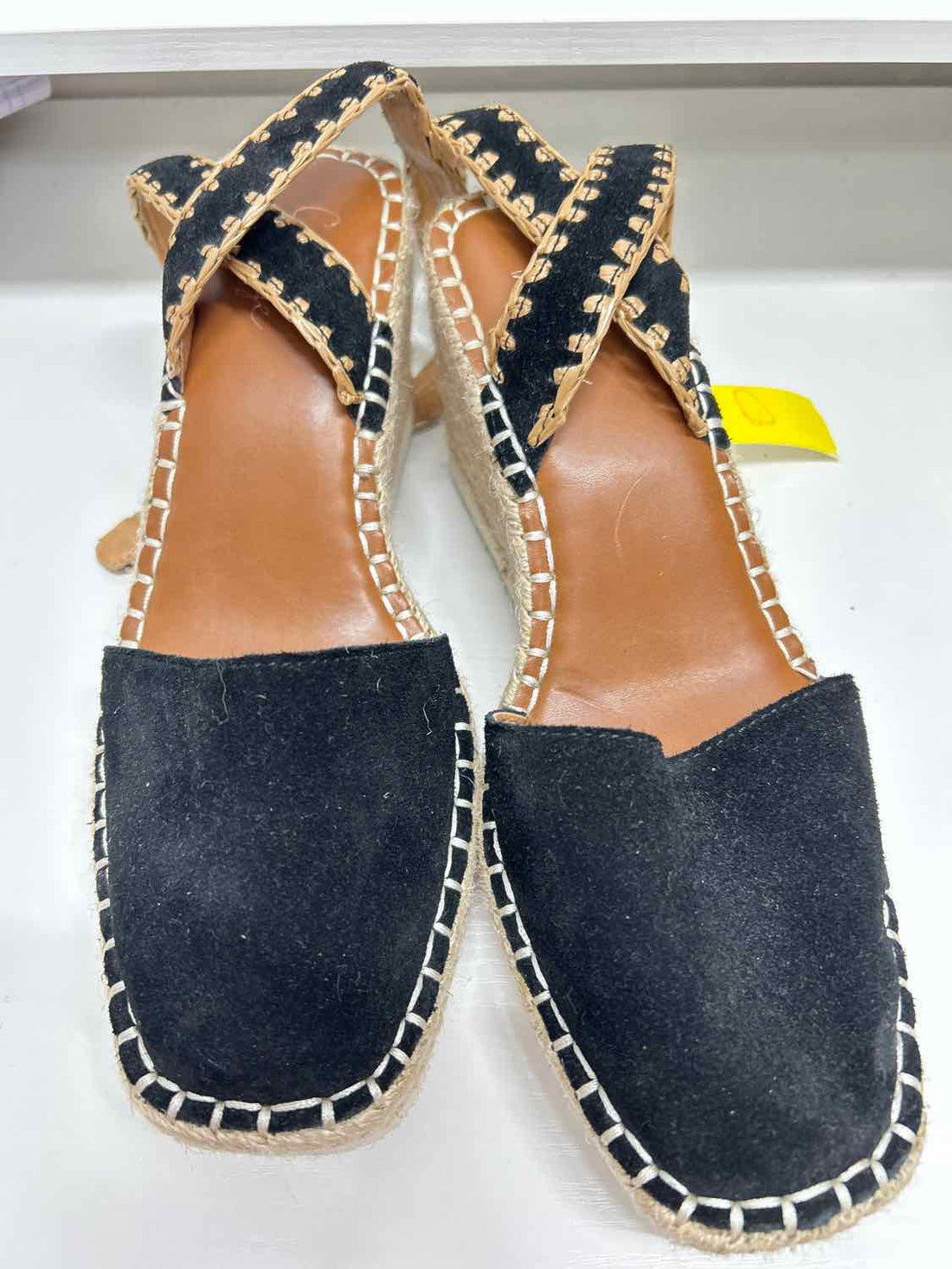 Crown Vintage Women Size 8 Black Espadrilles Wedges
