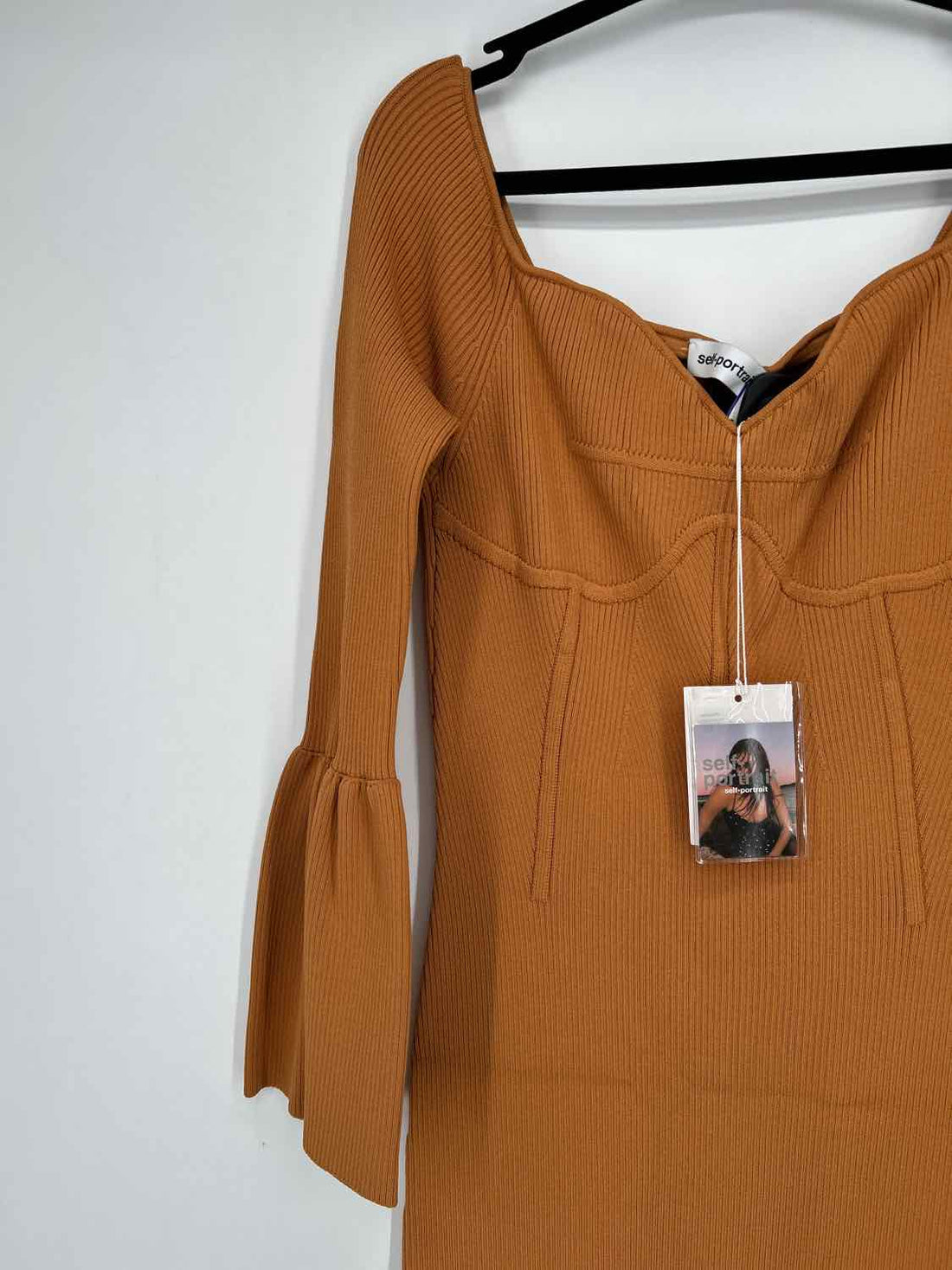 Self Portrait NWT Size XL Mustard Long Sleeve Dress