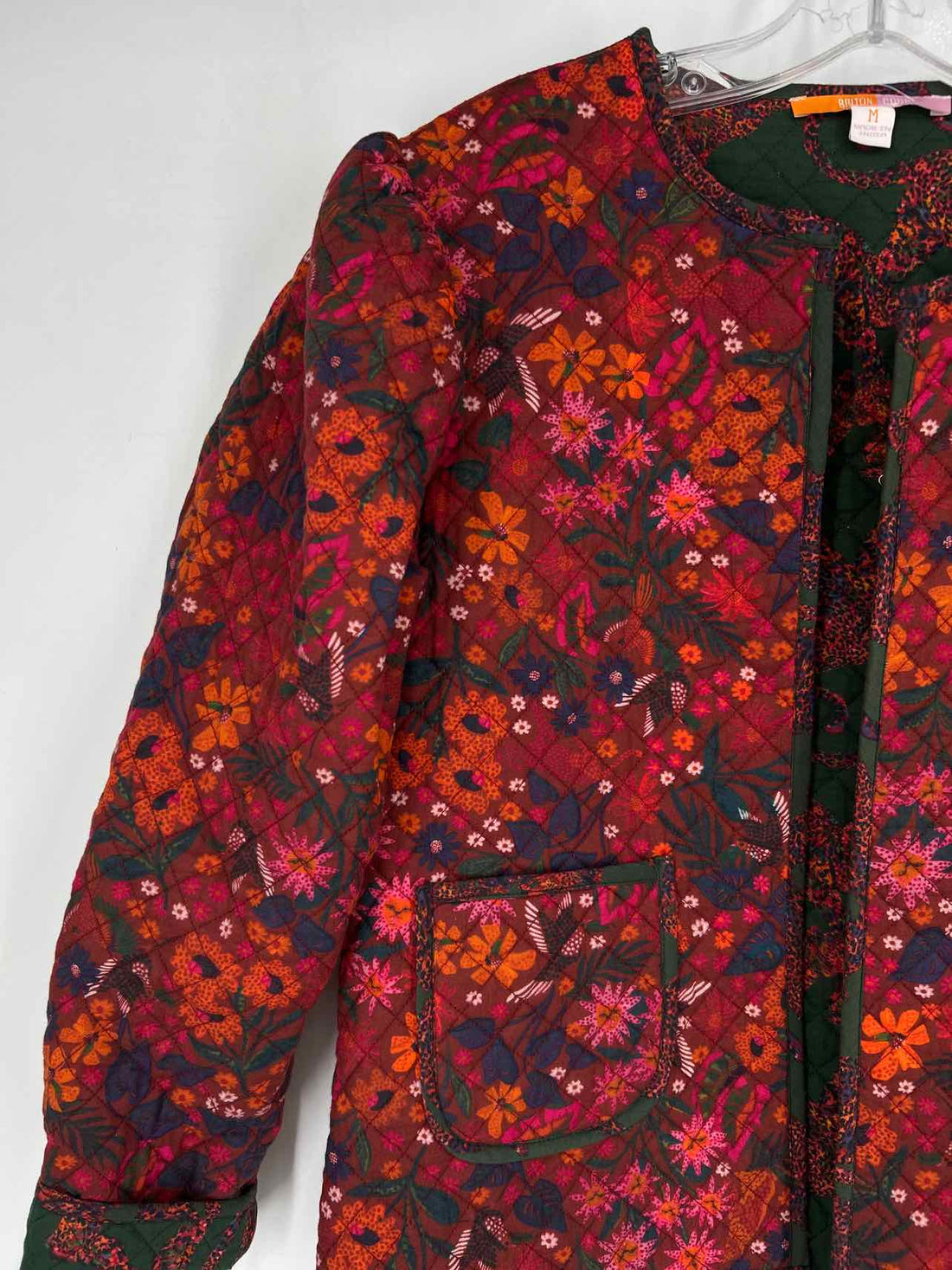 Briton Court Size M Maroon Floral Quilted Jacket