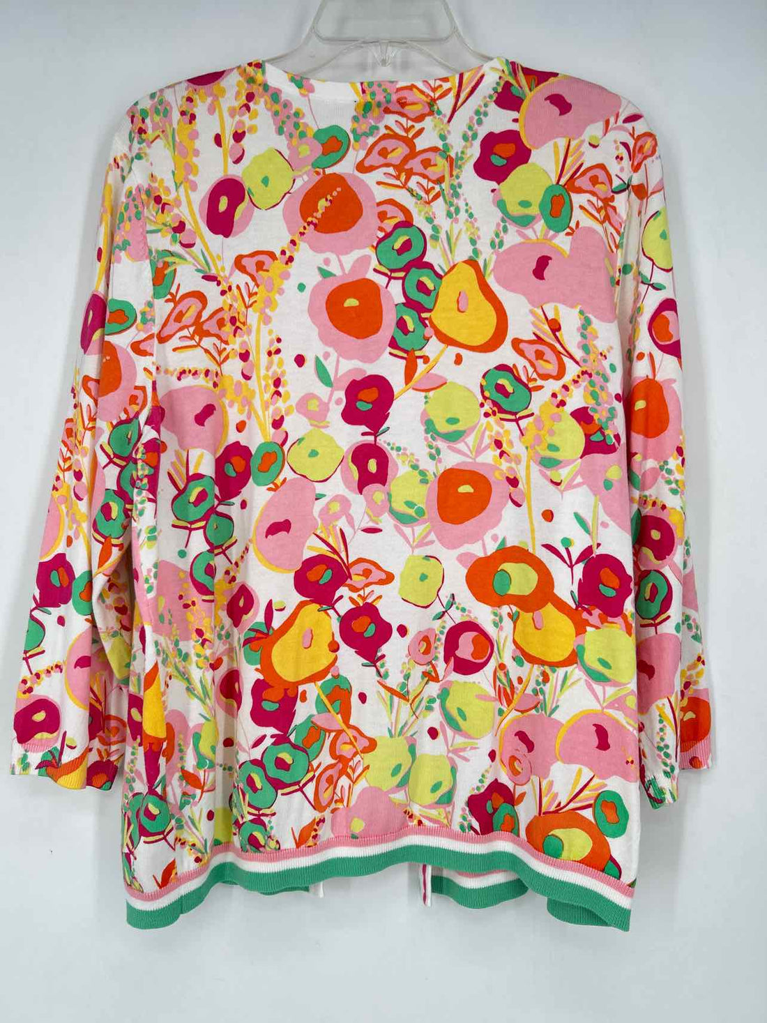 Talbots Size XL White Print Cardigan