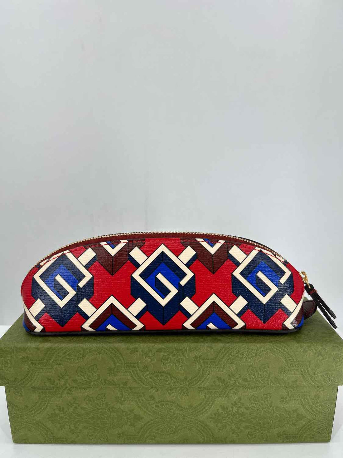 Gucci Pencil Case Leather Red & Blue New In Box LUXURY