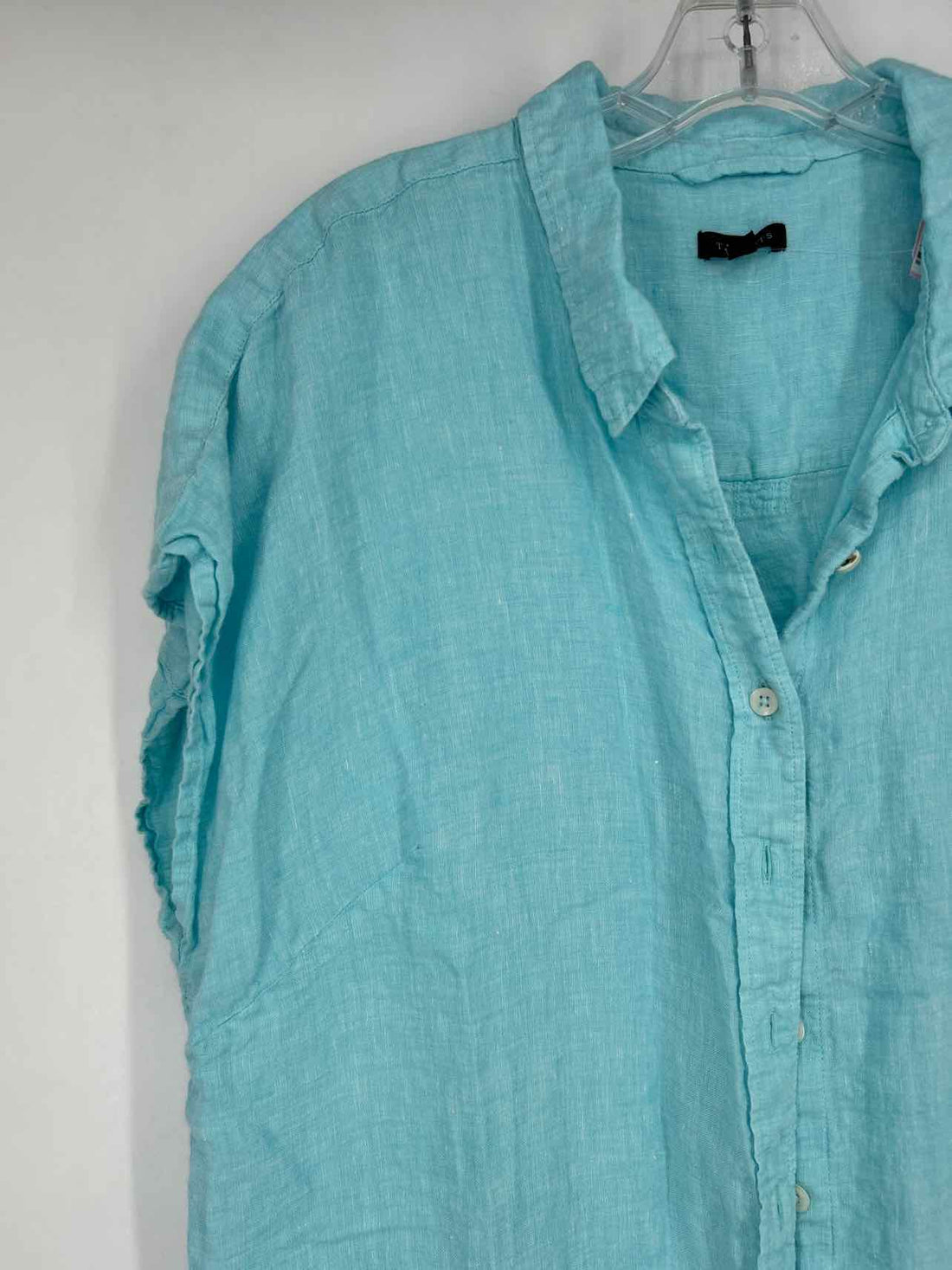 Talbots Size XL Light Blue Linen Short Sleeve