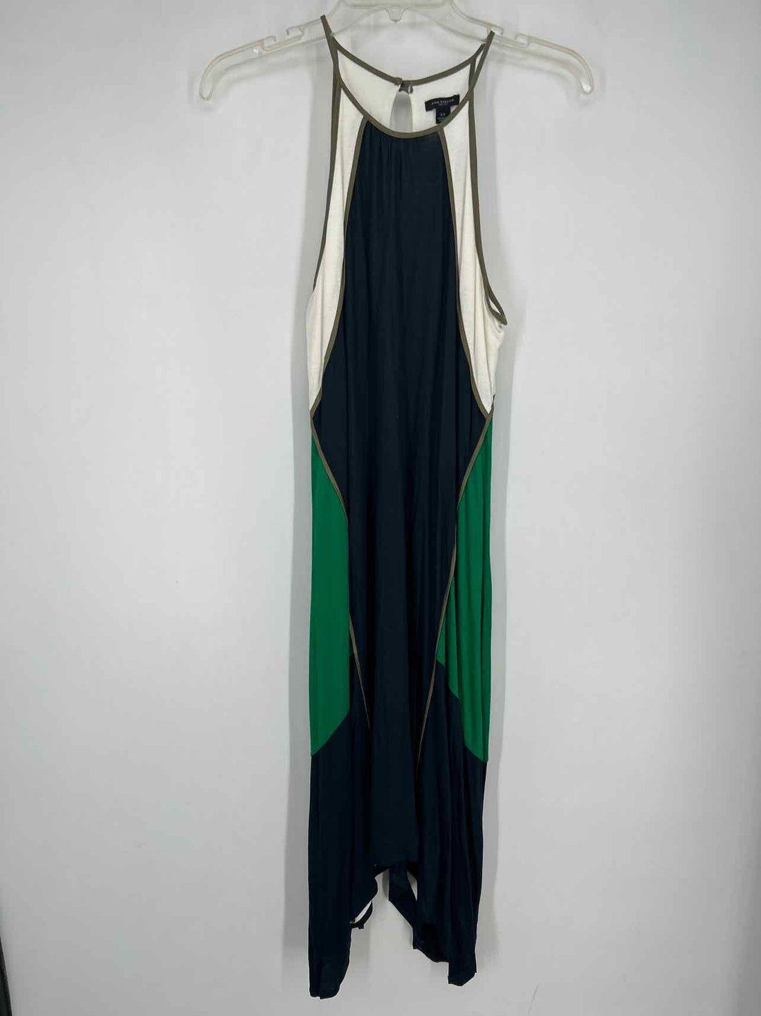 Ann Taylor Size XS Green & Navy Sleeveless Dress