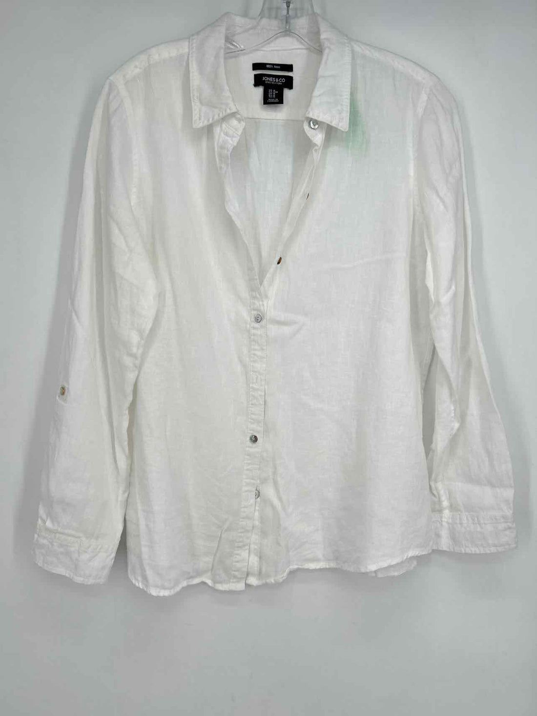 Jones & Co Size M White Linen Long Sleeve