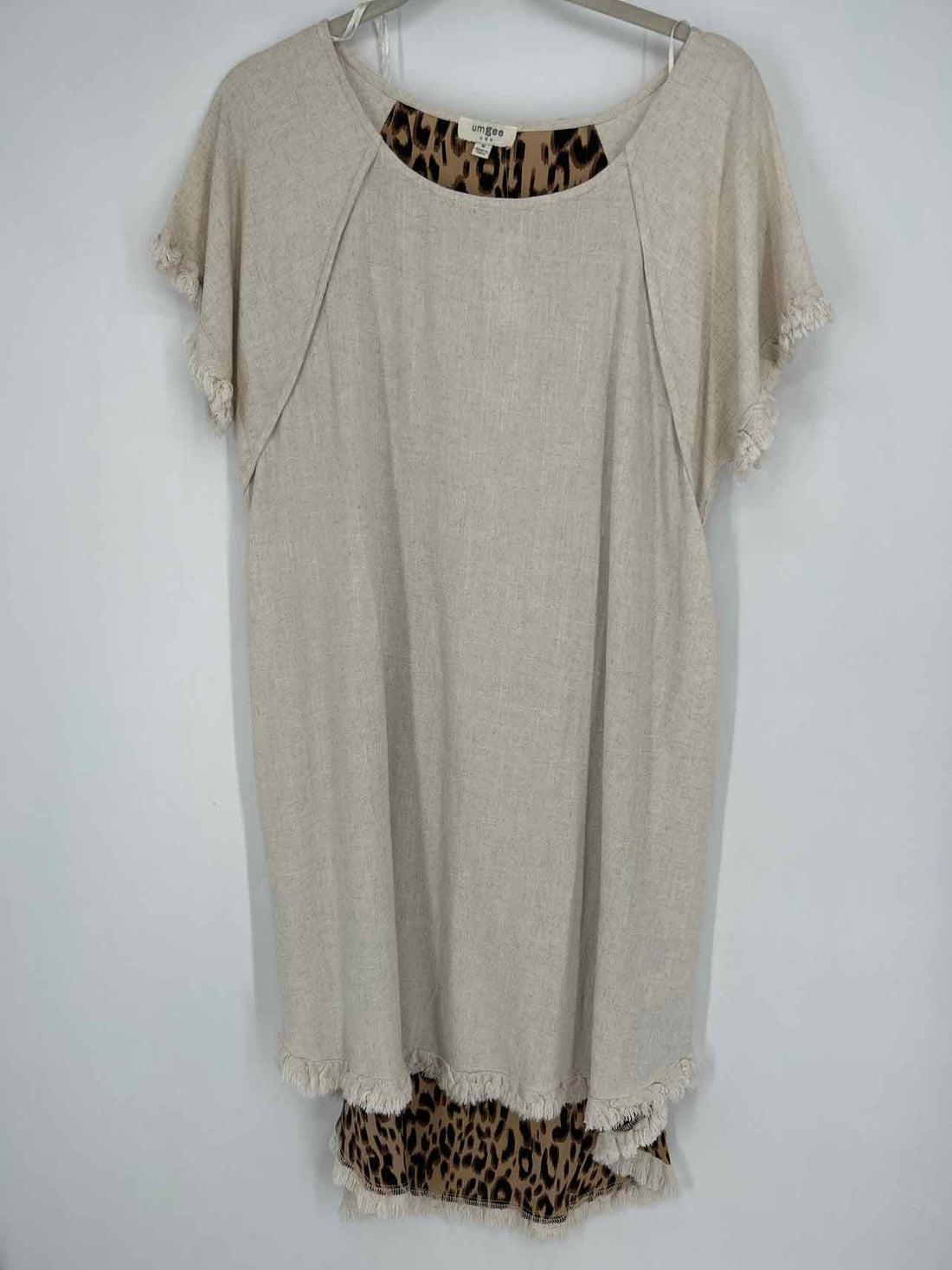 Umgee Size M Canvas & Leopard Short Sleeve Dress