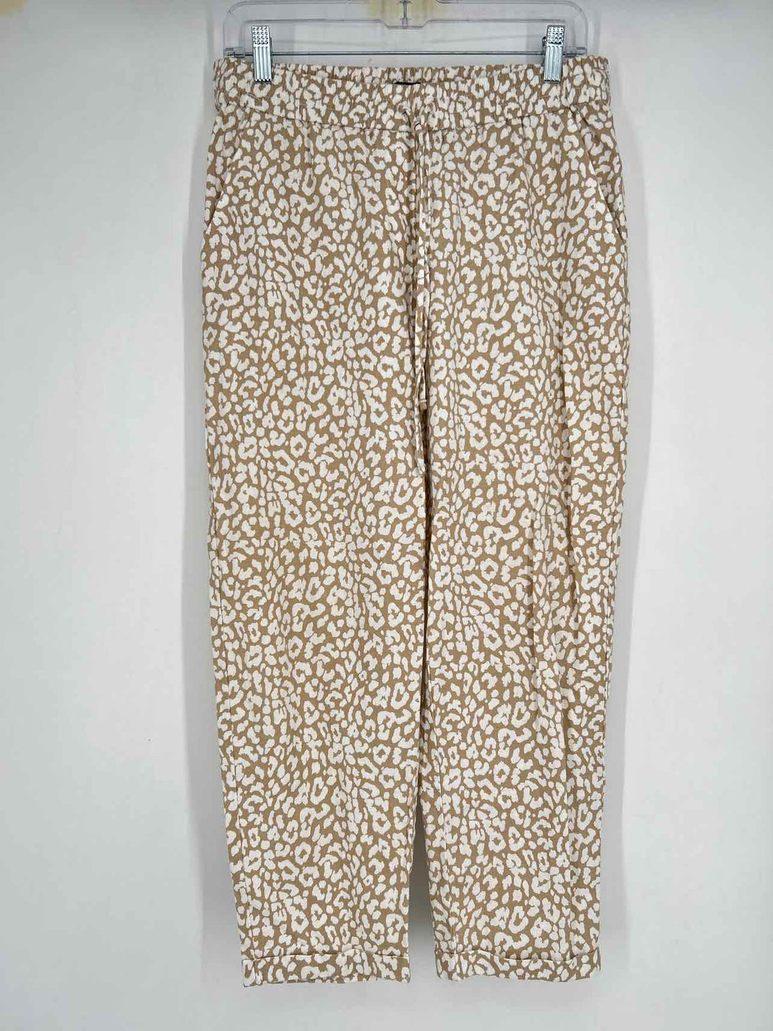 J Crew Size 8 Tan & White Linen/Cotton Pants