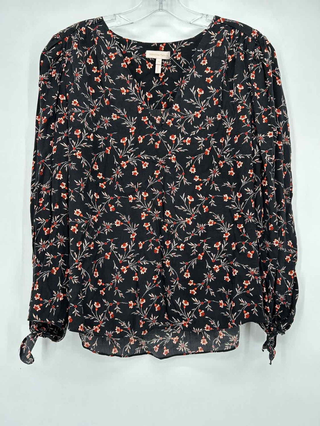 Rebecca Taylor Size 10 Dark Gray Floral Long Sleeve
