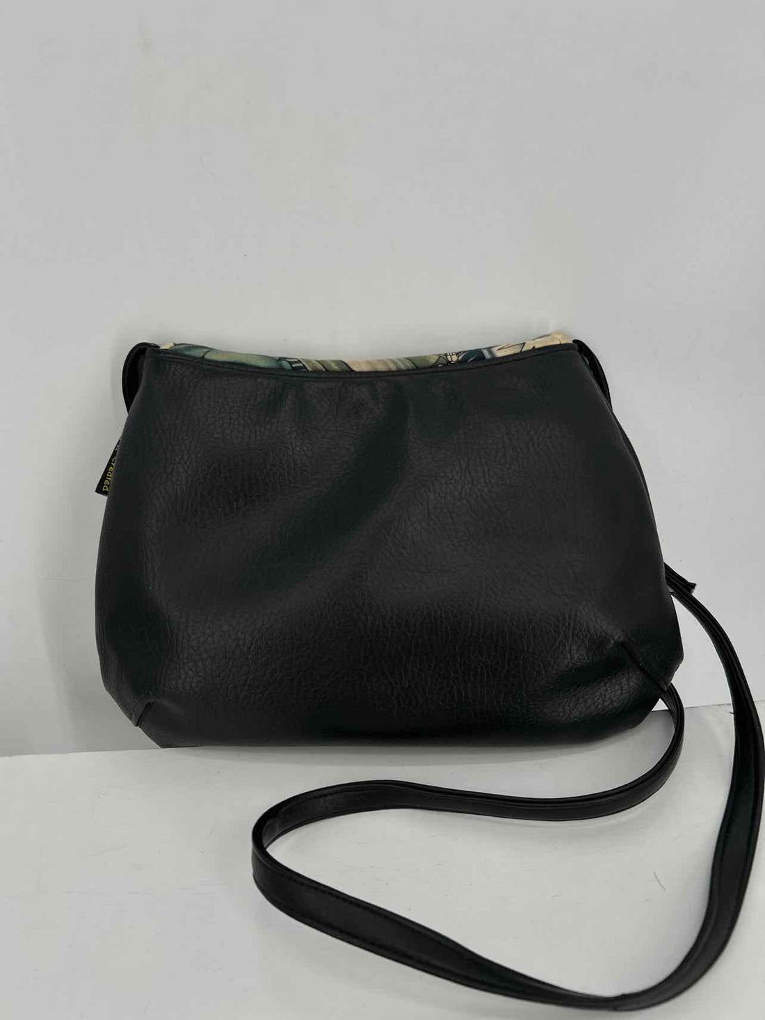 Canary Created Black Blue & Cream Floral Faux Leather Pre Owned Crossbody