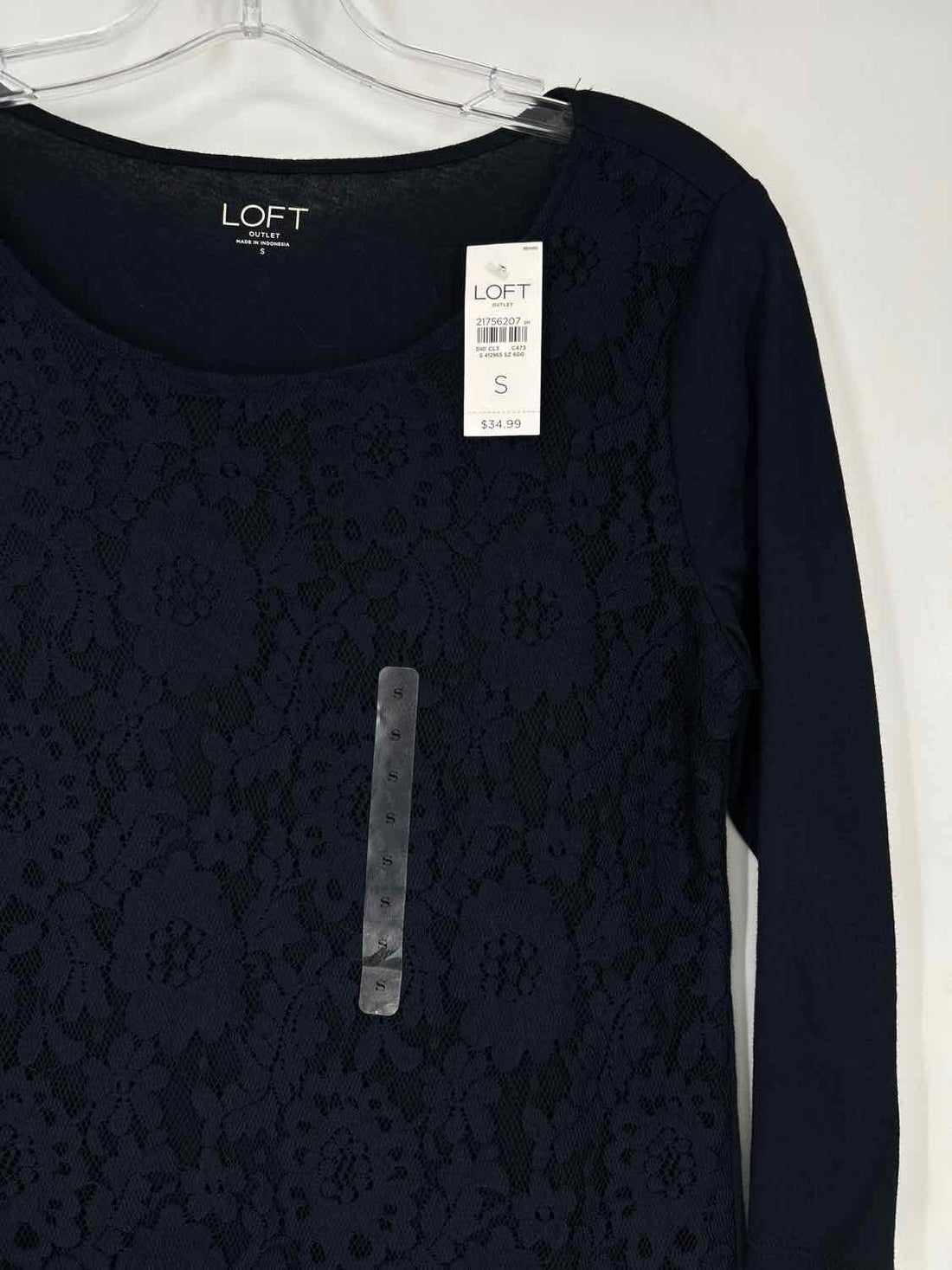 Loft Size S Navy Lace NWT Long Sleeve