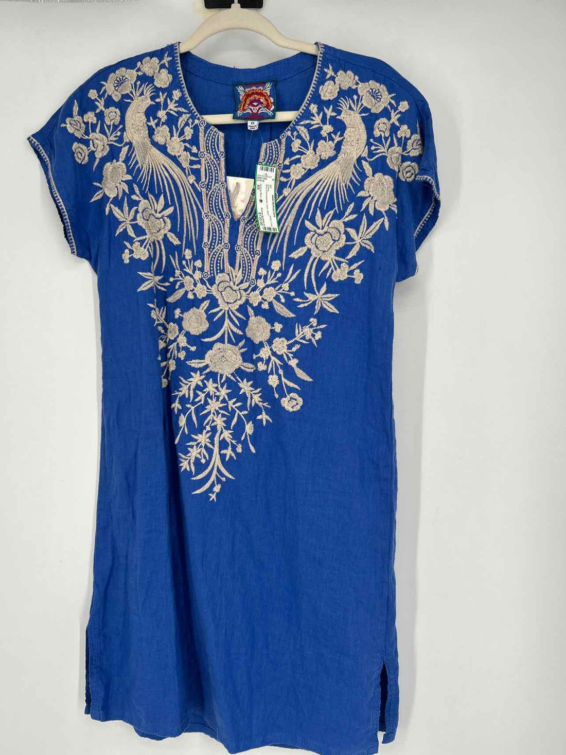 Johnny Was Size XS Blue Embroidered Linen NWT Dress