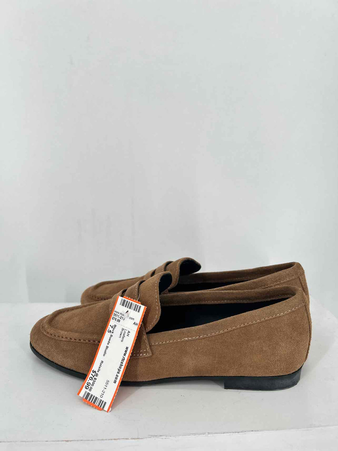 Black Suede Studio Women Size 7.5 Brown Loafers