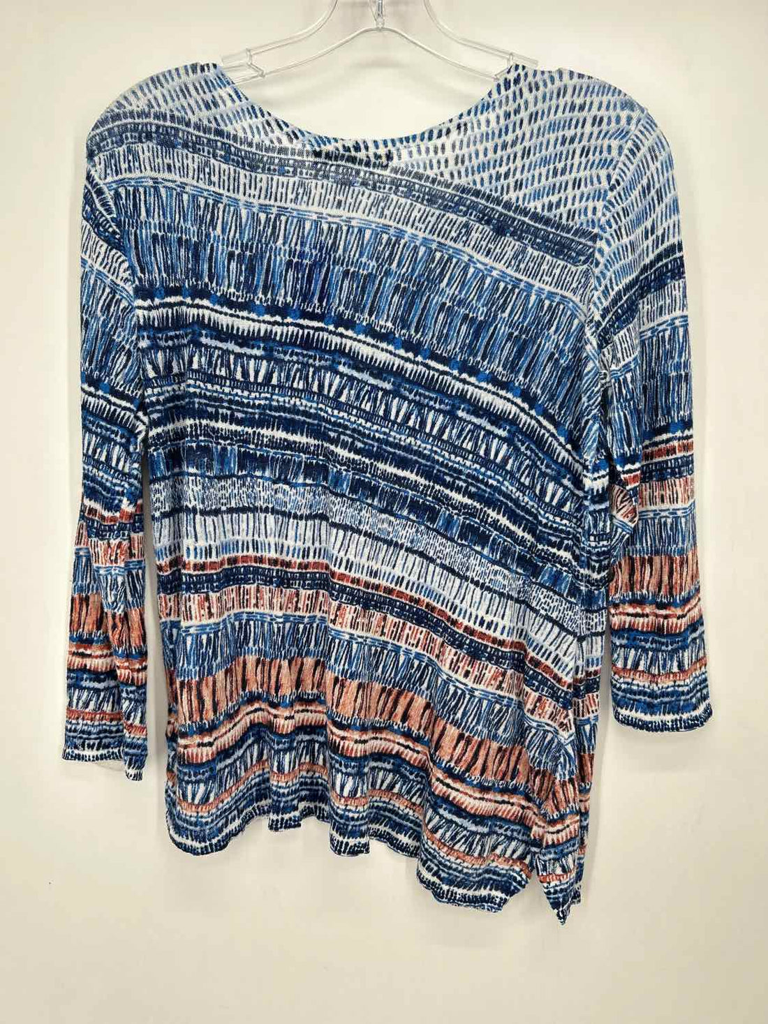 Nic+Zoe Size M White & Blue Print Long Sleeve