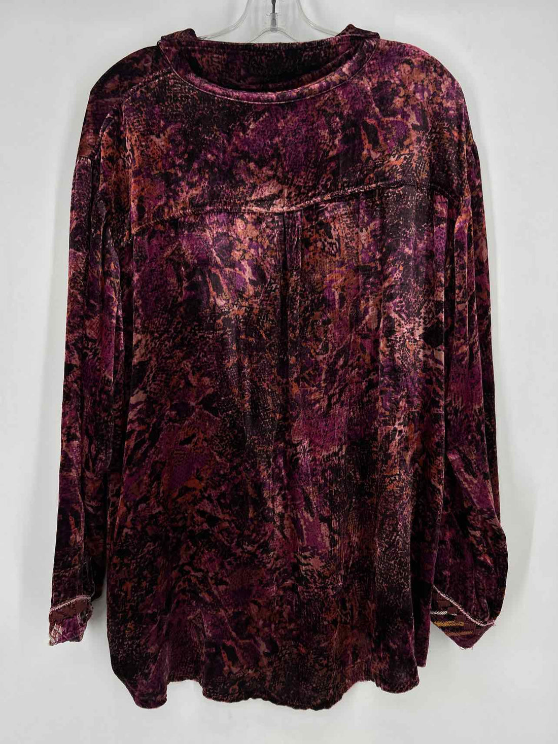 Johnny Was Size XL Purple & Black Print Velvet Long Sleeve