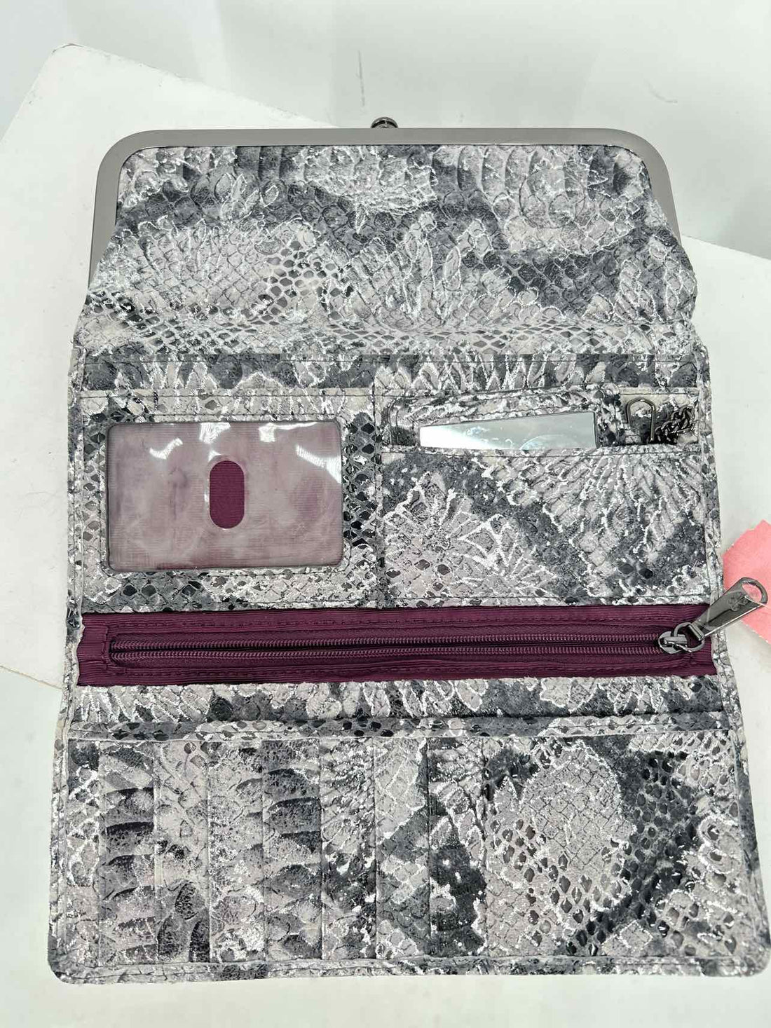 Hobo Silver Print Suede Pre Owned Wallet