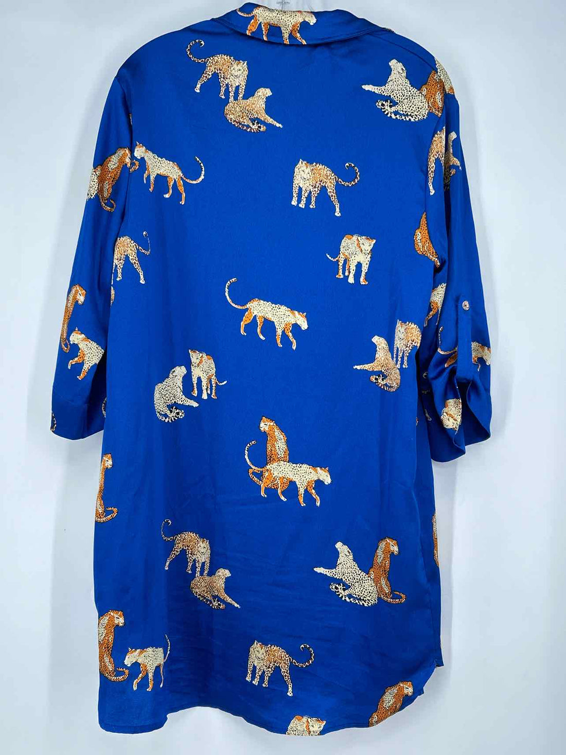 Entro Size M Cobalt Blue Print Long Sleeve Dress