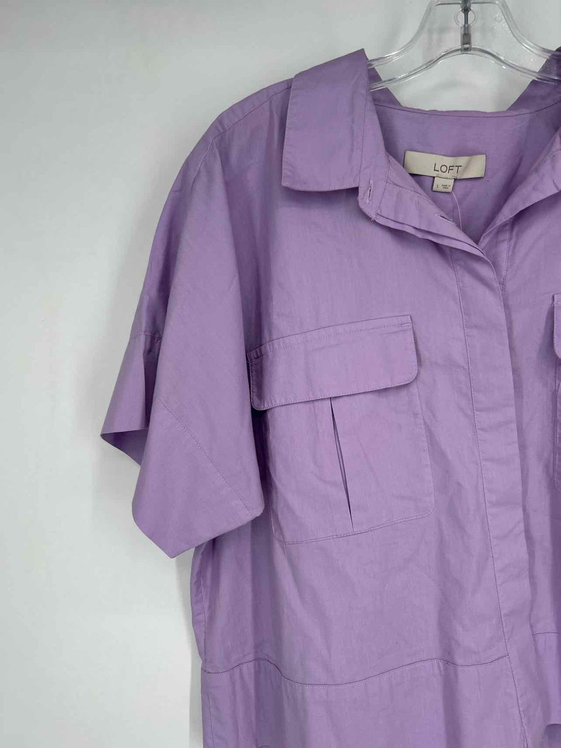 Loft Size L Purple Short Sleeve