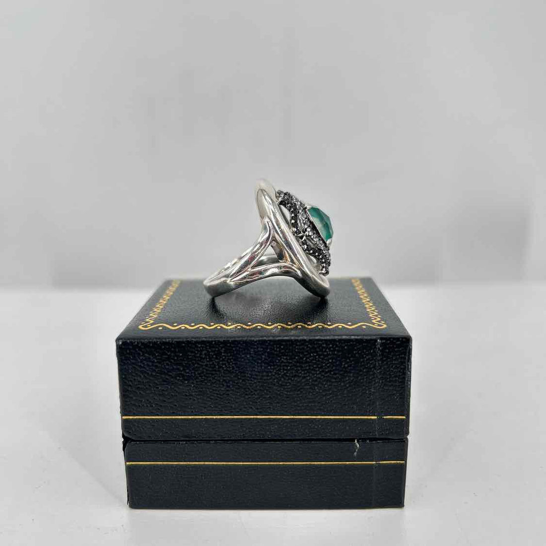 Gabriel & Co Size 8.5 Sterling Silver Green Onyx, Sapphire & Quartz LUXURY