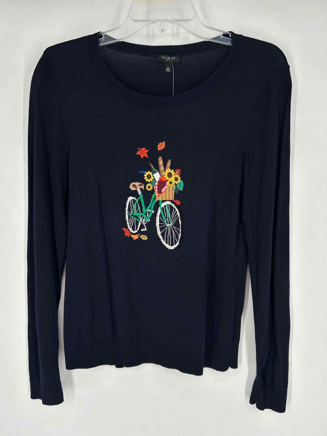 Talbots Size MP Navy Embroidered Sweater