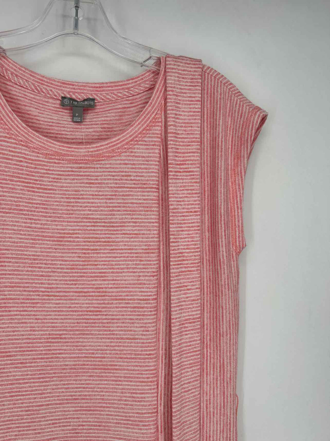 T By Talbots Size P Pink & White Striped Dress