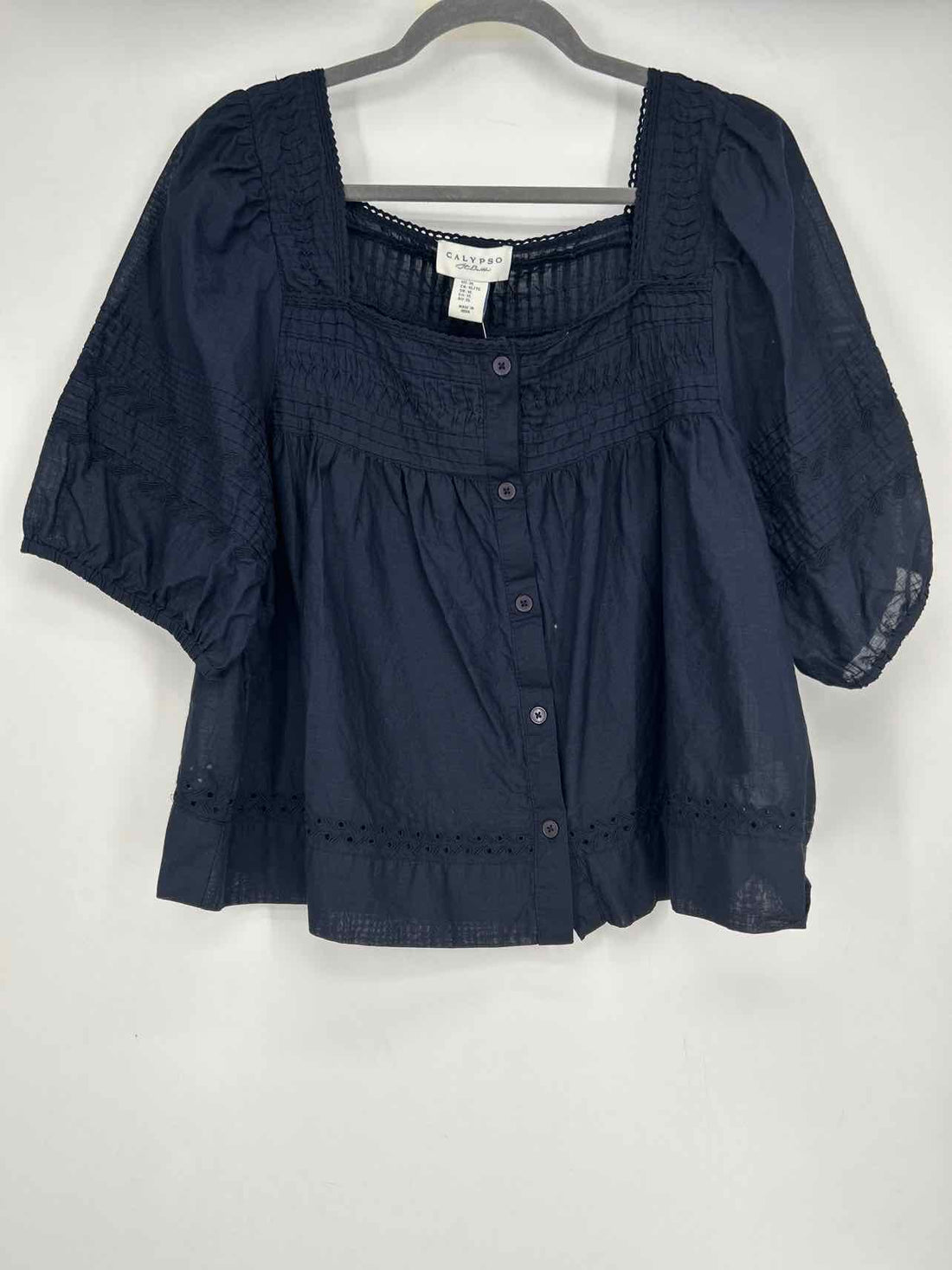 Calypso St Barth Size XL Navy Short Sleeve