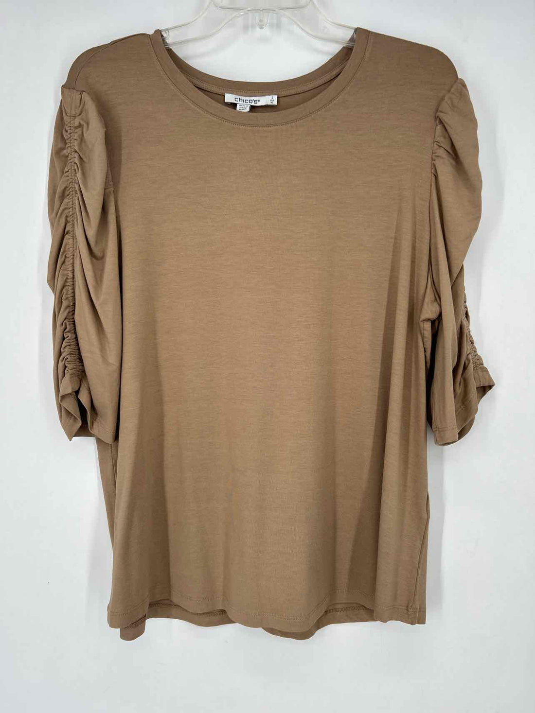 Chicos Size 3/XL Tan Short Sleeve