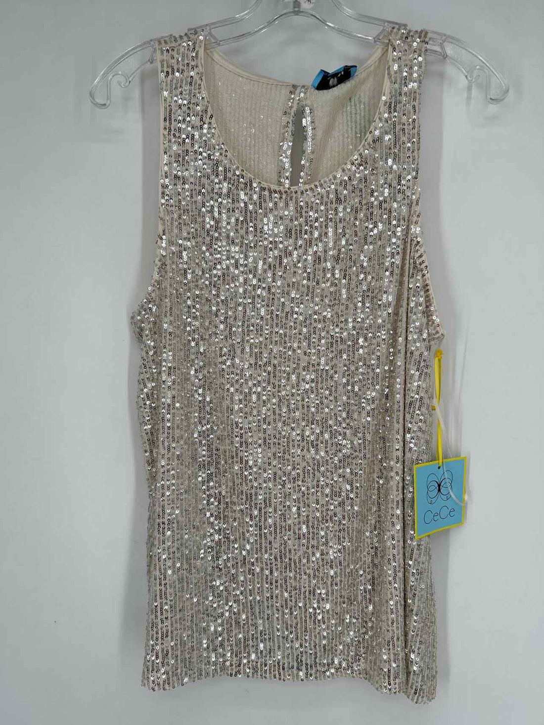 CeCe Size L Ivory Sequined NWT Sleeveless