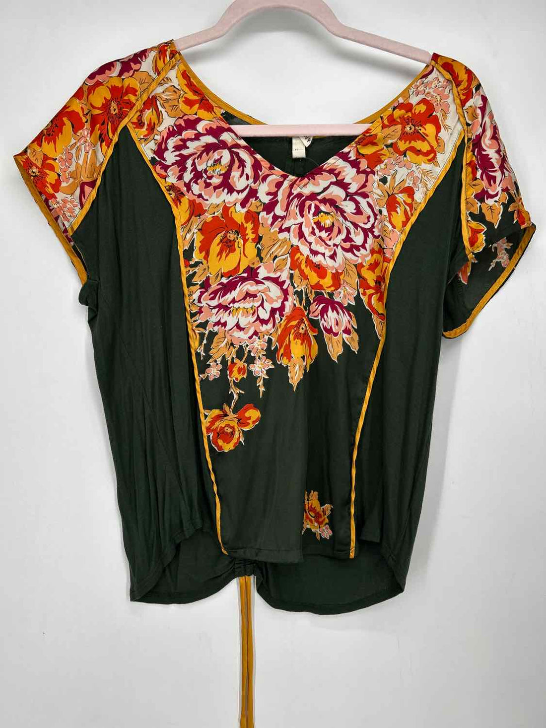 Tiny Size S Green & Yellow Print Short Sleeve