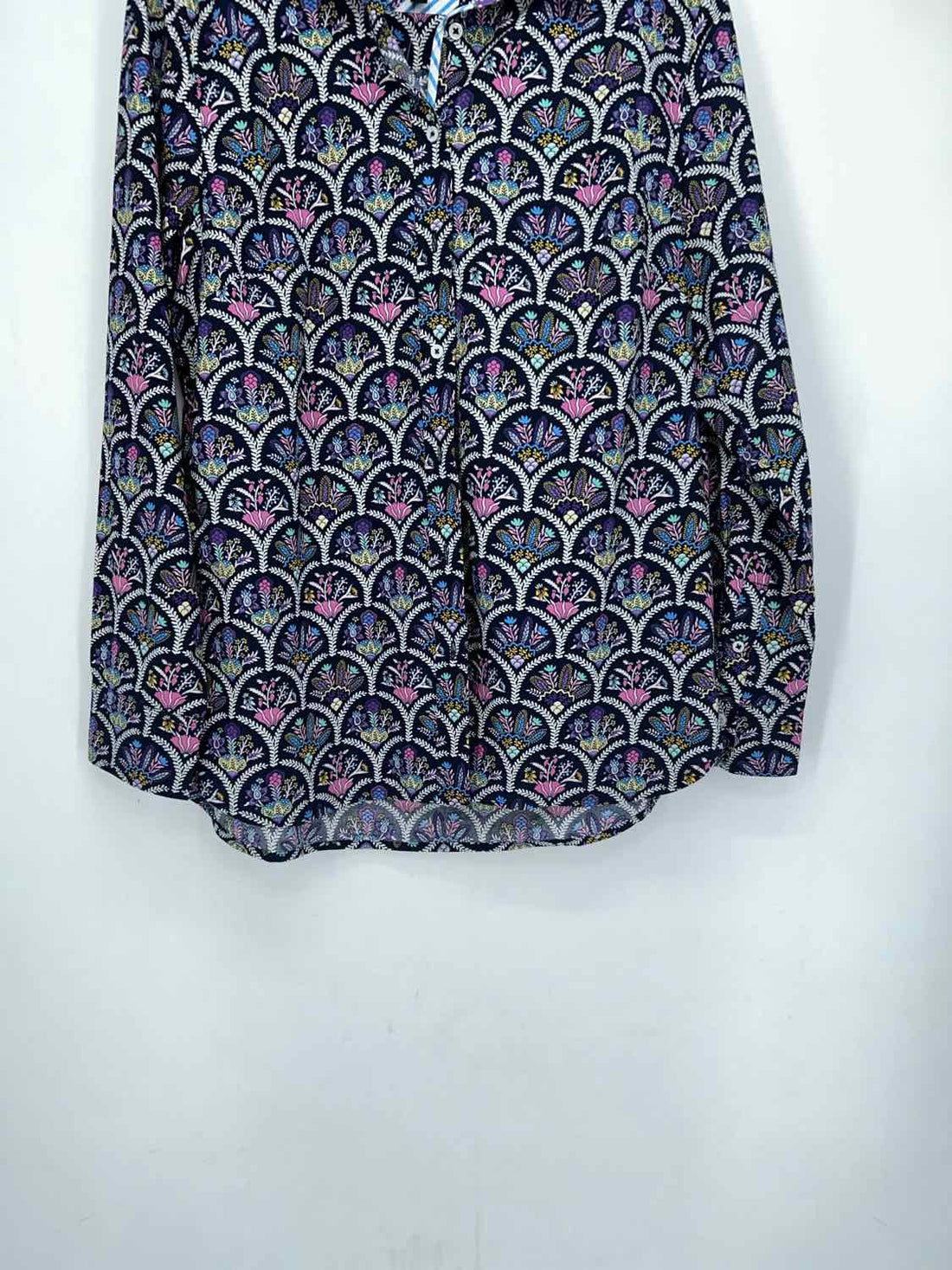 Talbots Size M Navy Print Long Sleeve