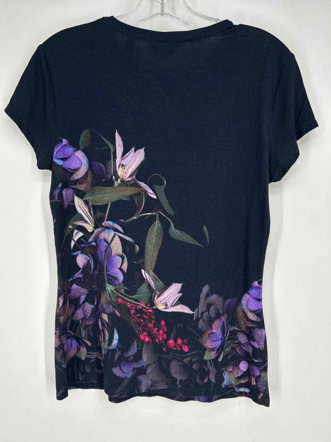 Ted Baker Size 2 Dark Navy Floral Short Sleeve