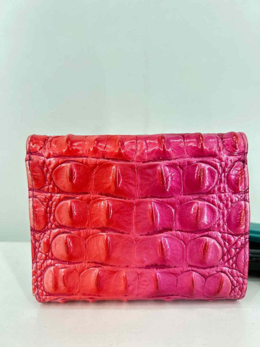 Brahmin Pink Ombre Croc Embossed Leather Wallet