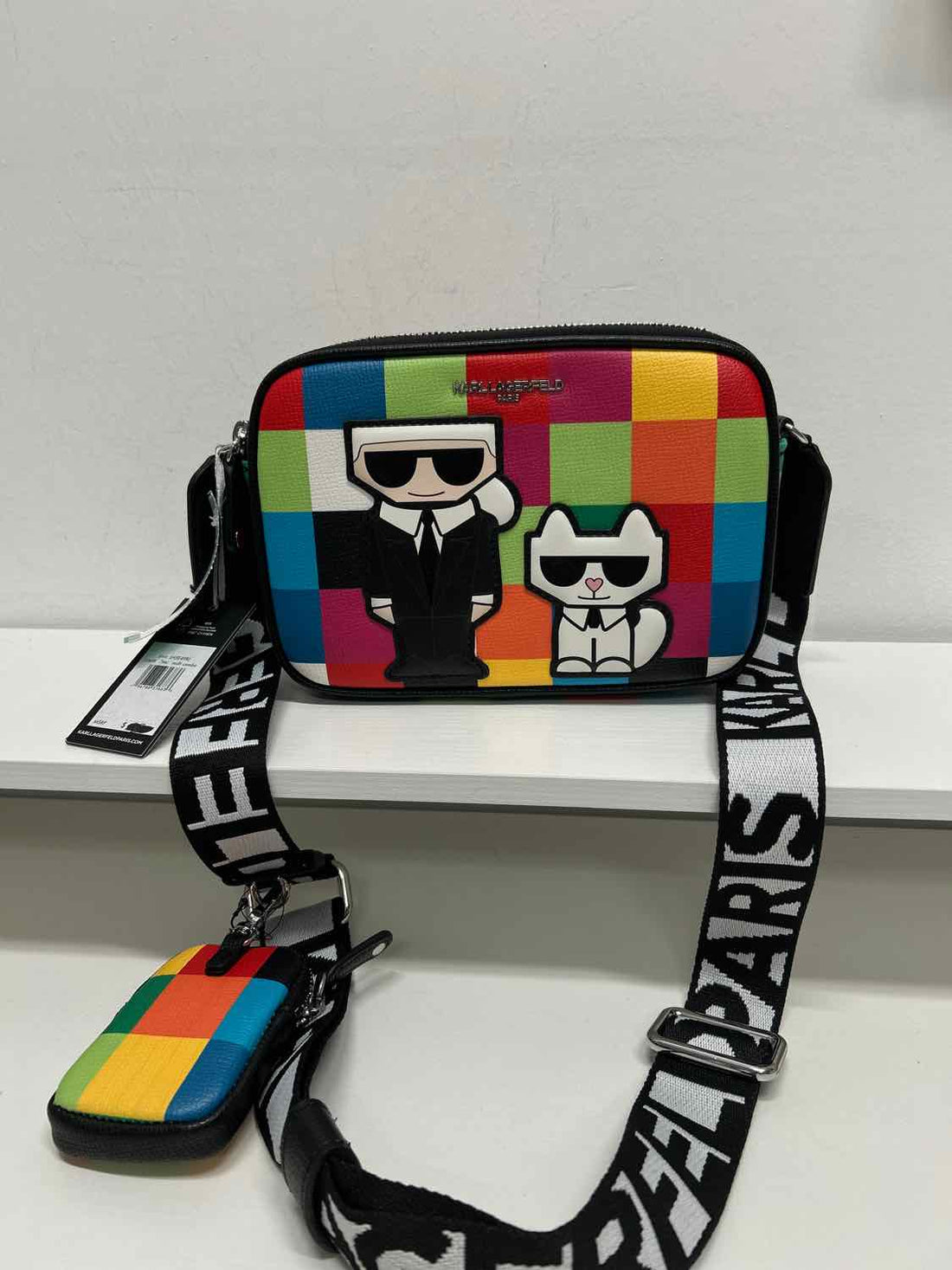 Karl Lagerfeld Rainbow Print Leather NWT Crossbody