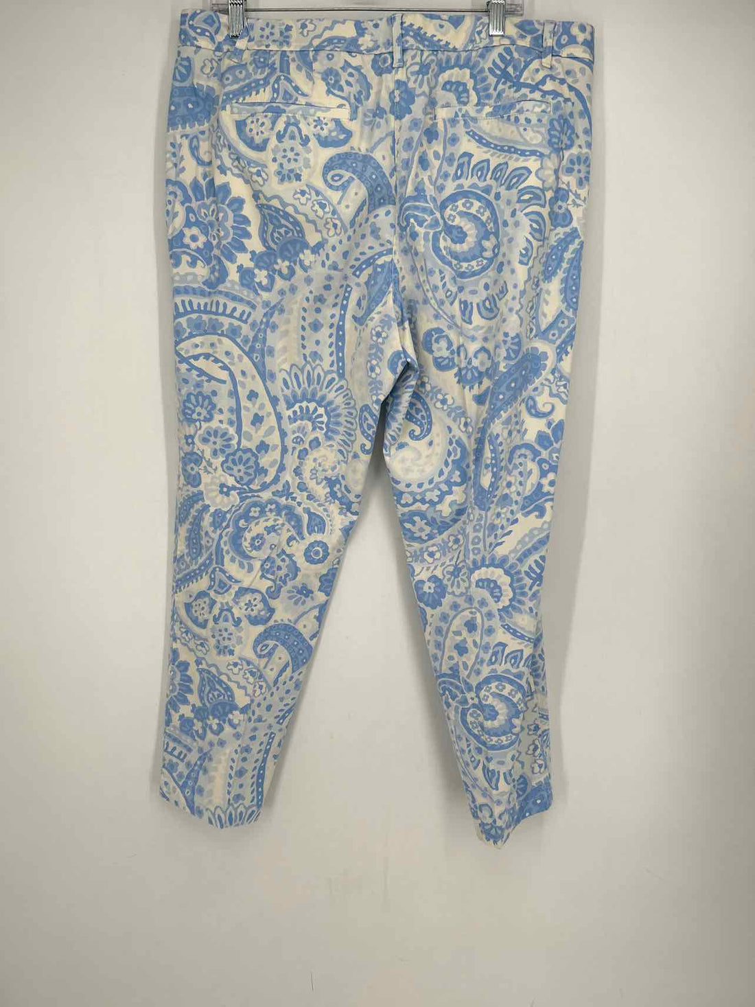 Talbots Size 16 White & Light Blue Print Pants