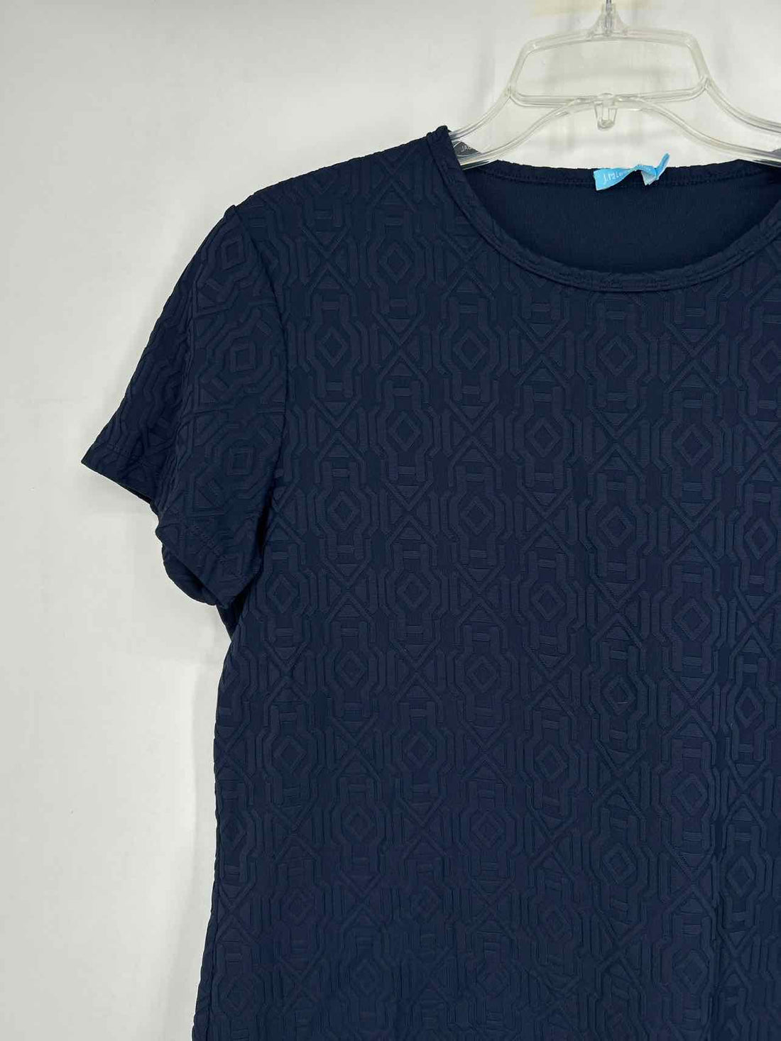 J McLaughlin Size XL Navy Textured Short Sleeve