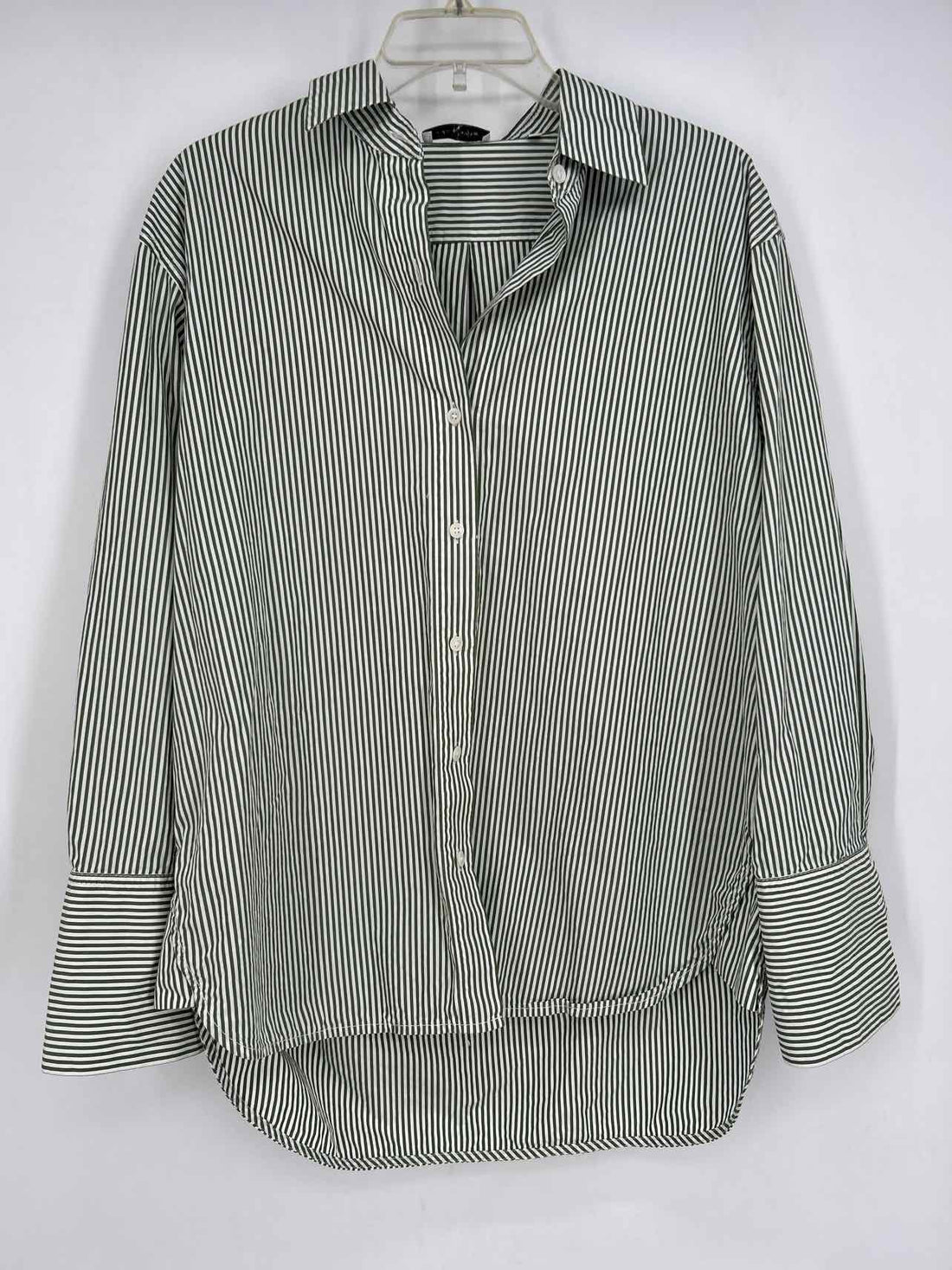 Rebecca Taylor Size M Green & White Stripe Long Sleeve