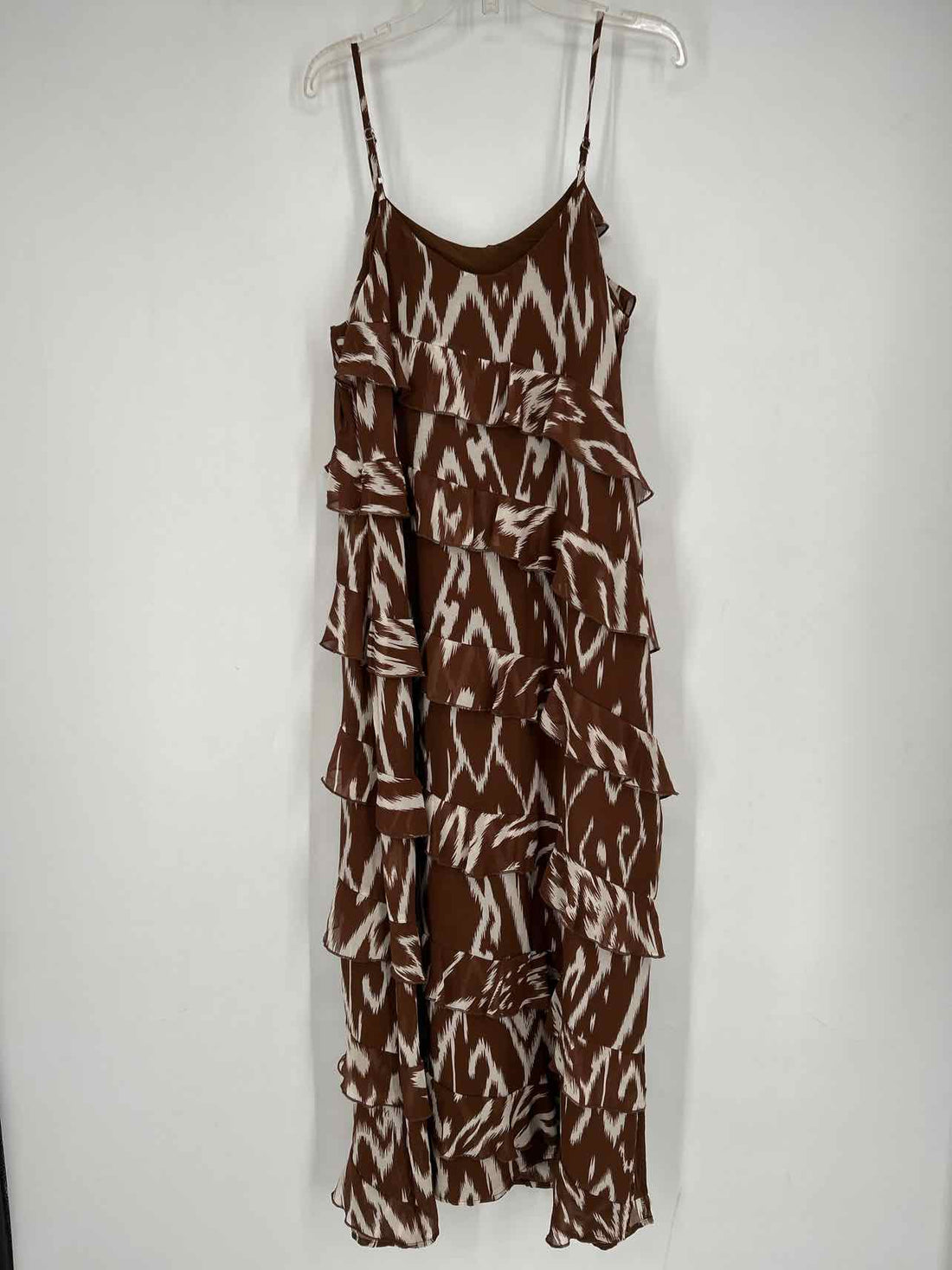 WD NY Size M Brown & White Print Sleeveless Dress
